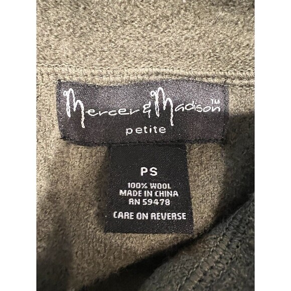 Mercer & Madison Cardigan Sweater Ladies Olive Green Wool Button Small Petite - Picture 5 of 6